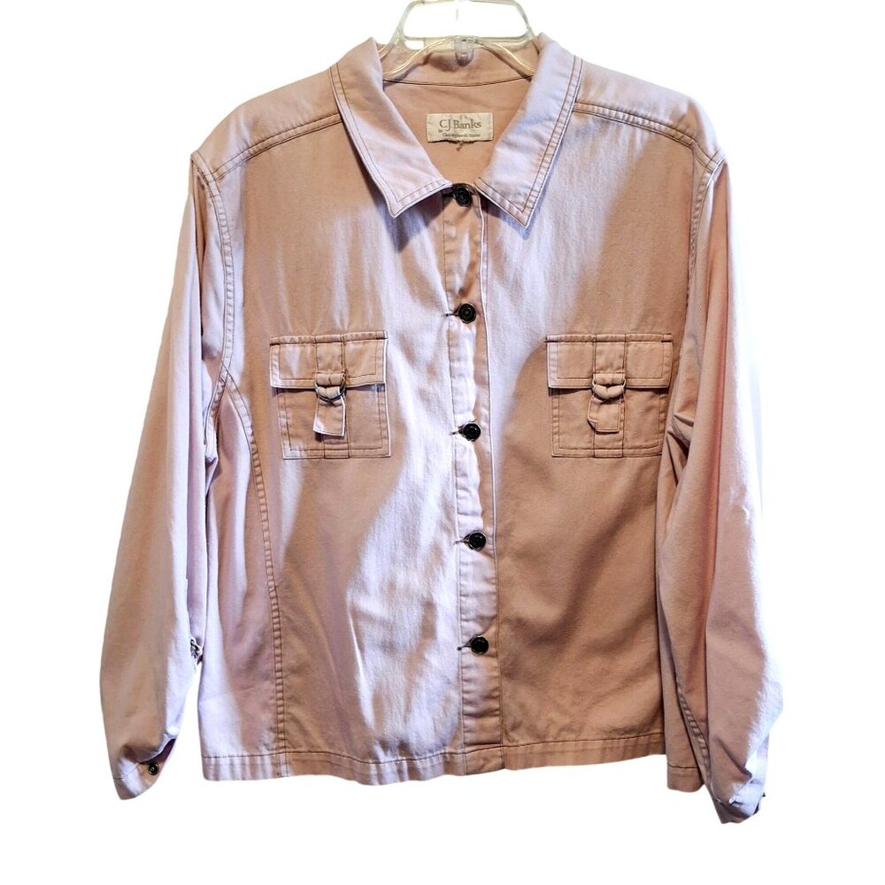 Cj Banks Blush Pink Utility Jacket With Buckle Accent Pockets Artsy Boho